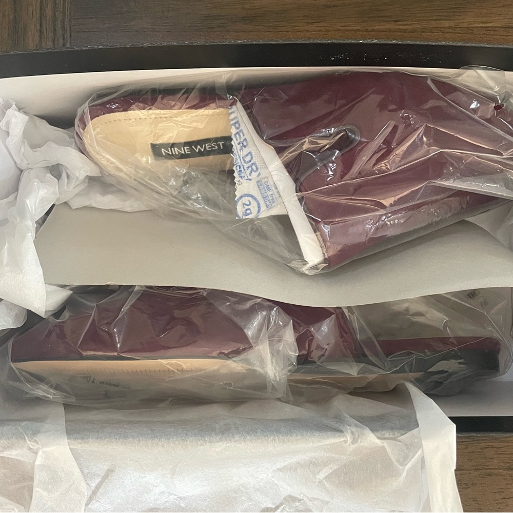 Nine West Burgundy Mules - Picture 2 of 3
